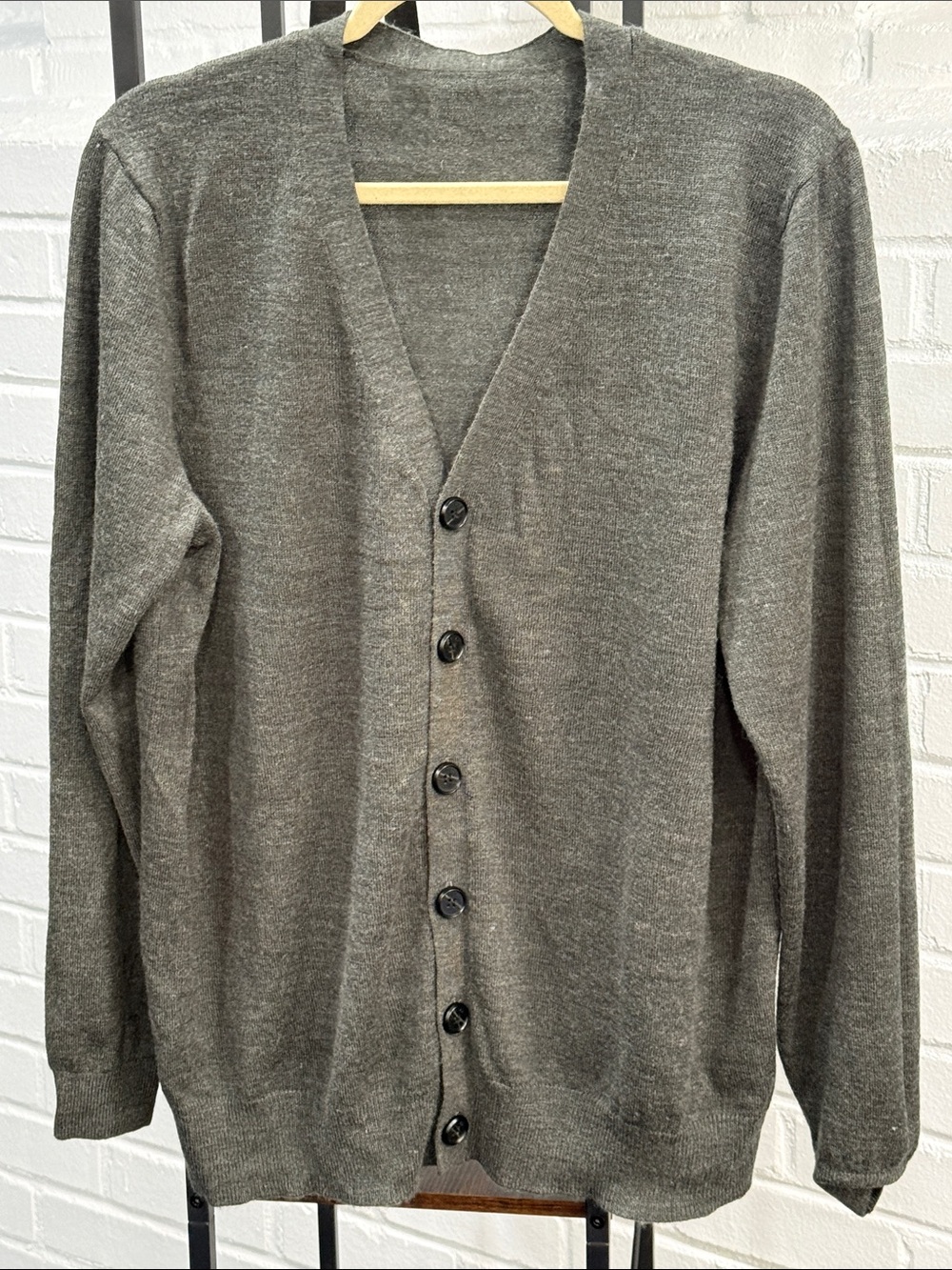 Men's V-Neck Button Cardigan Sweater - Gray